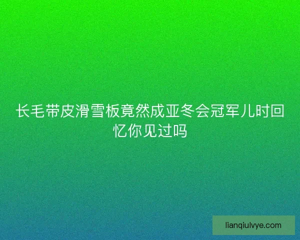 长毛带皮滑雪板竟然成亚冬会冠军儿时回忆你见过吗